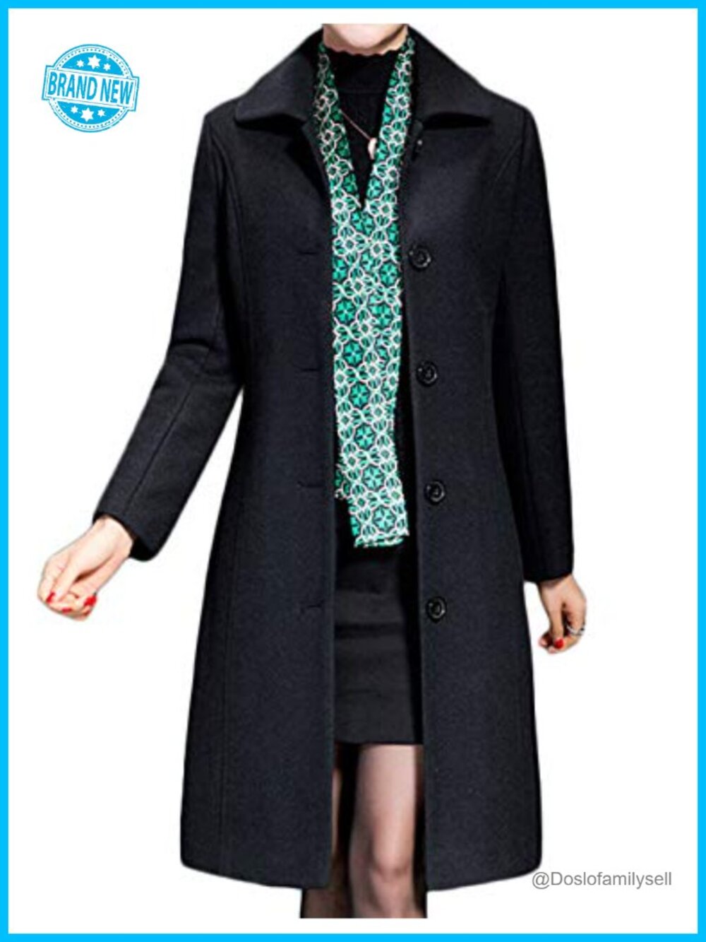 Jenkoon Women's Wool Trench Coat Winter Long Thick Overcoat Walker